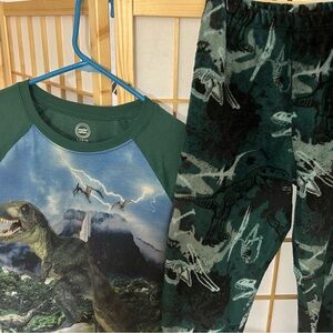 Wonder Nation Dino Print Pajama Set - Green and Black